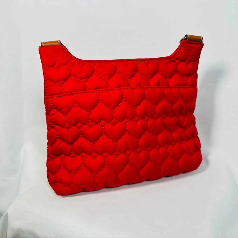 Brighton Kash Messenger Quilted Nylon Heart Crossbody Red Bag quiet luxury - Picture 4 of 15
